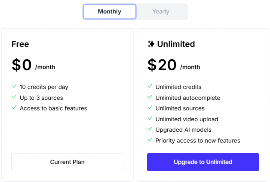 JotBot AI Pricing Screenshot