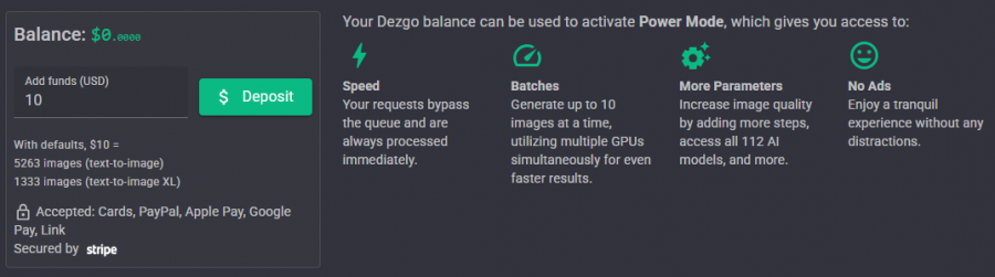 Dezgo Pricing Screenshot