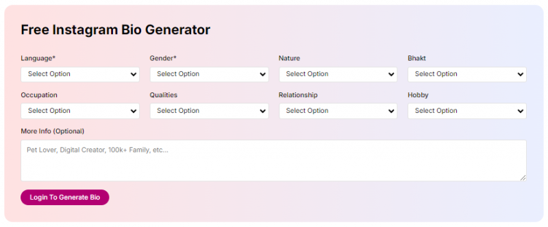 BioGPT Instagram Bio Generator