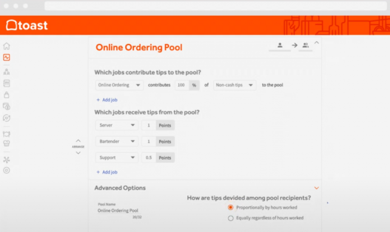 Toast Payroll Online Ordering Pool